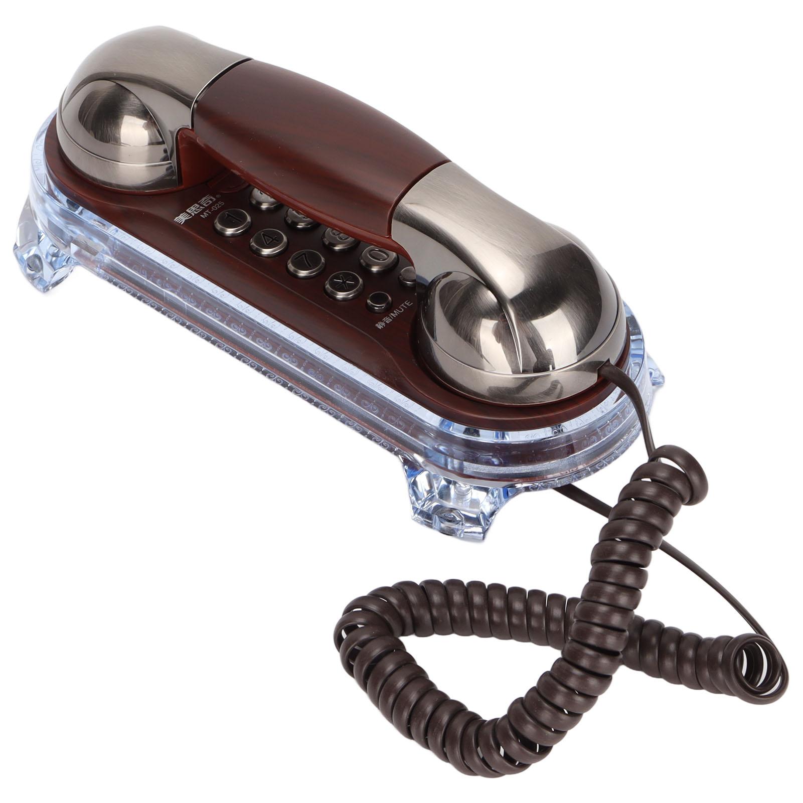 

MT‑025 European Vintage Wall Phone Tone Dialing One Key Mute Redial Pause Desktop Wall Phone with Light for Home