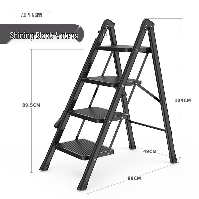 Multi-Functional Telescopic A-Frame Ladder: Indoor Folding Ladder with 3-4 Steps, Thickened for Stability.