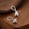 Copper Material Minimalist Magnolia Flower Stud Earrings Light Luxury Jewelry Daily Wear Accessories for Women