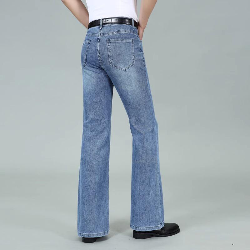 Jeans Men Men's Light blue Mid-Waist Stretch Flared Jeans Classic Designer Flared Jeans