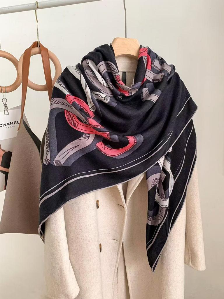 Mulberry silk 111 silk wool large square scarf collection hand-curled high-end gift silk scarf women's autumn shawl