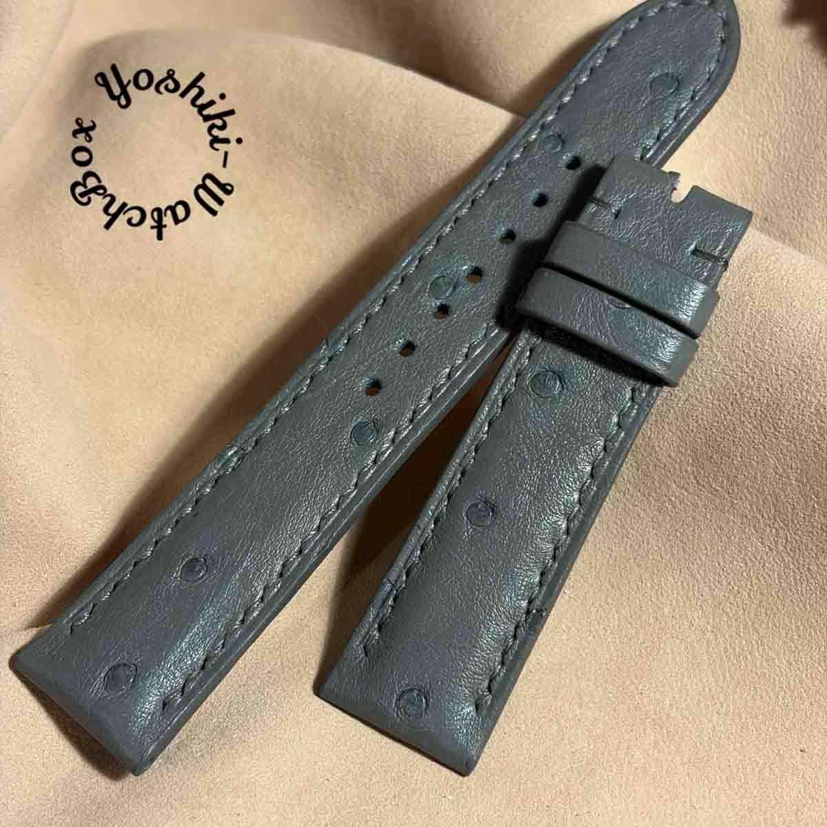 Used ost-457 Ostrich leather watch strap gray (lug width 20mm - buckle width 18mm)