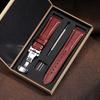 Vintage Calfskin Watch Strap 20mm 22mm 24mm Handmade Stitching Cowhide Watchband Stainless Steel Butterfly Clasp Bands with Box