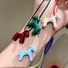 Colorful Cloisonné Drip Glaze Pony Pendant Choker Necklace - Childlike Sweater Chain for Women