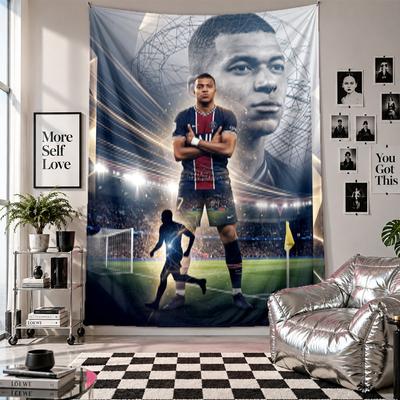 Kylian Mbappe Duvar Gobleni Ev Dekorasyonu Yatak Odası Oturma Odası Arka Planı için Duvara Asılan Kumaş