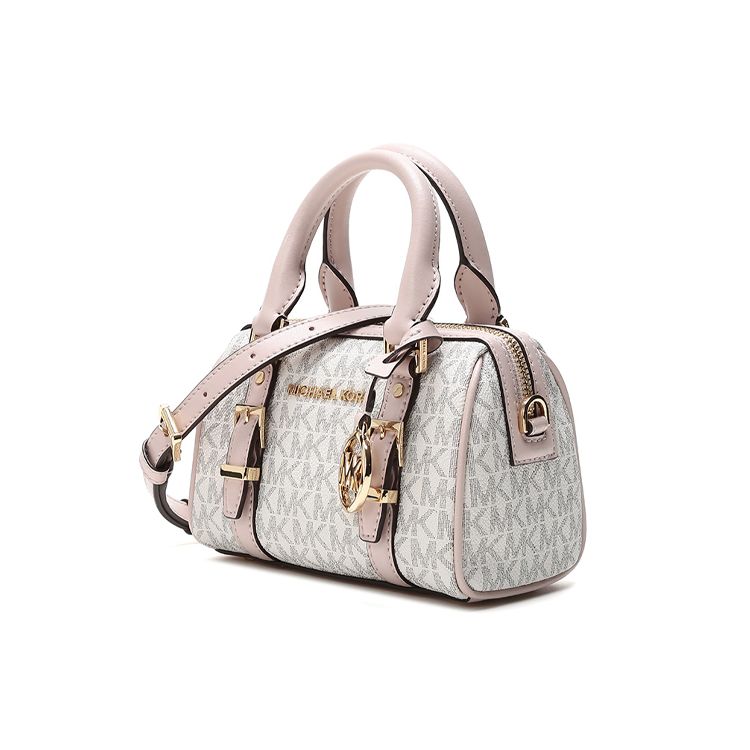 Michael Kors Borsa Boston Monogram Bedford Color Block Ecopelle da Donna Vanilla-White Nude-Pink 32F9G06C0B-173