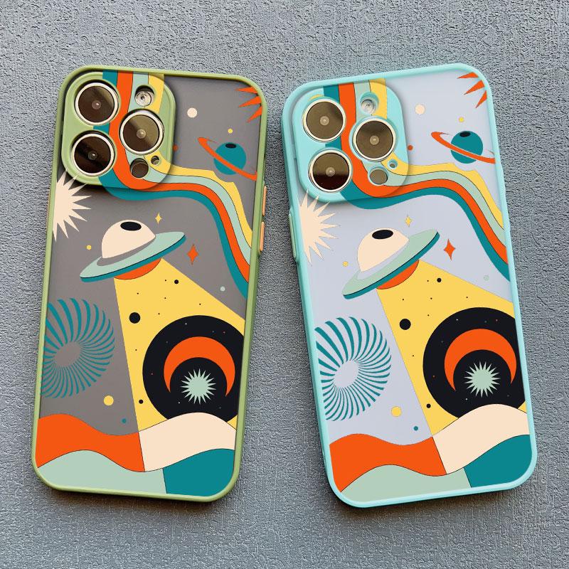 Cute Spaceman Cartoon Spacecraft Phone Case For iPhone 13 11 Pro Max Mini 15 14 12 Pro Max XS XR XS Shockproof Back Cover Bumper