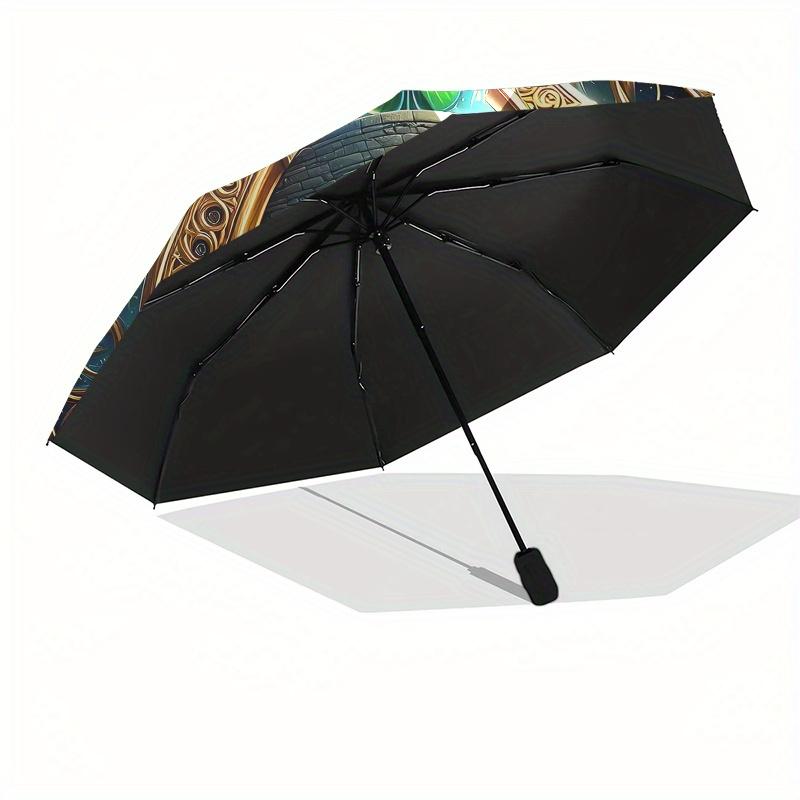 St. Patrick's Day Luck: Irish Clover Tunnel Doorway DecorUmbrella, Portable 3-Fold Compact Umbrella for Men & Women Gift