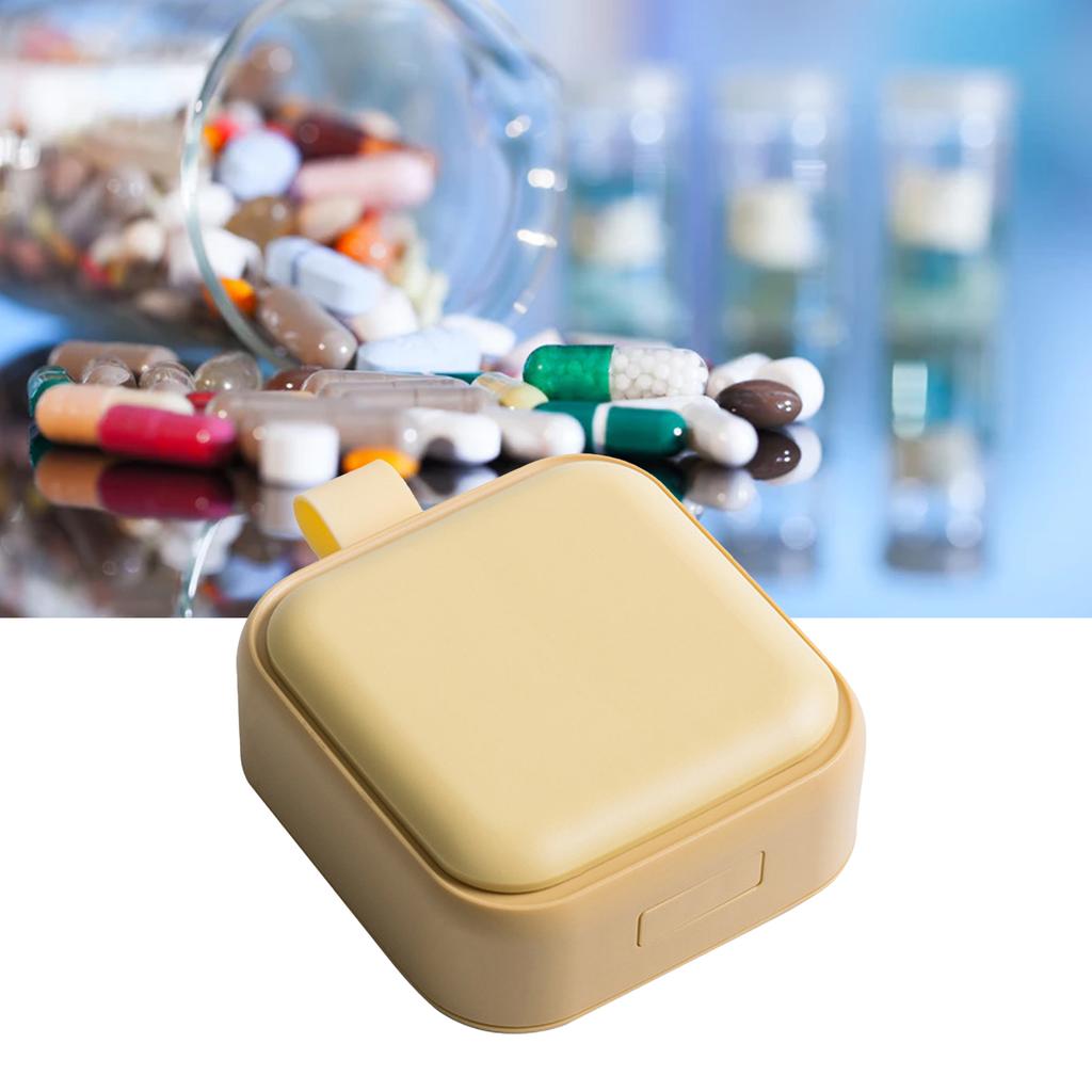 4 Compartments Travel Medicine Organizer Sealed Small Medicine Box Weekly Medicine Case Portable Vitamin Container Square Yellow