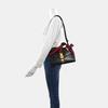 [Pre-Owned] Sylvie Gold Buckle Striped Web Satin Bow Wide Shoulder Strap Leather Handbag Crossbody Bag Shoulder Bag Small - Fair #RL1CPQ