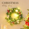 Yousheng Pre-Lit Christmas Wreath for Front Door 12 Inches LED Lighted Artificial Christmas Wreath with Pine Cones Berries for Indoor Outdoor Decor