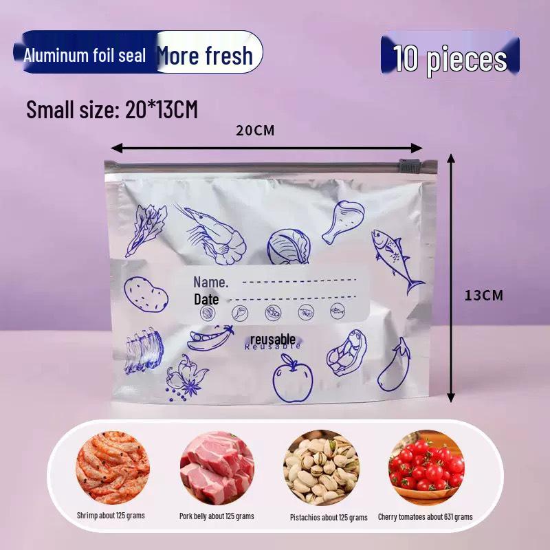 

Aluminum Foil Self-Sealing Freshness Bag for Cold Storage and Portioning 10 pieces