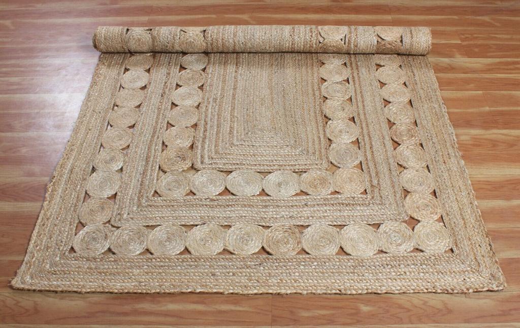 Rug Round Natural Jute Carpet Area Floor Mats Living Room Rug Indoor & Outdoor Rug
