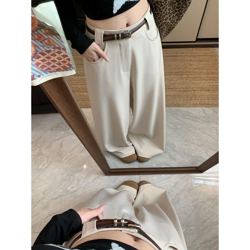 Kumikumi High-Grade Solid High Waist Suit Casual Pants Women Autumn Loose Slimming Drape Wide Leg Pants Trousers