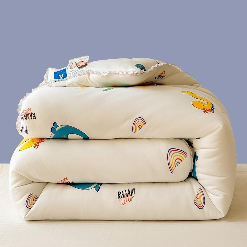 All-Season Cute Cartoon Print Comforter Adults Children Thick Warm Winter Quilts Single Double Size Soy Fiber Soft Quilt for Bed