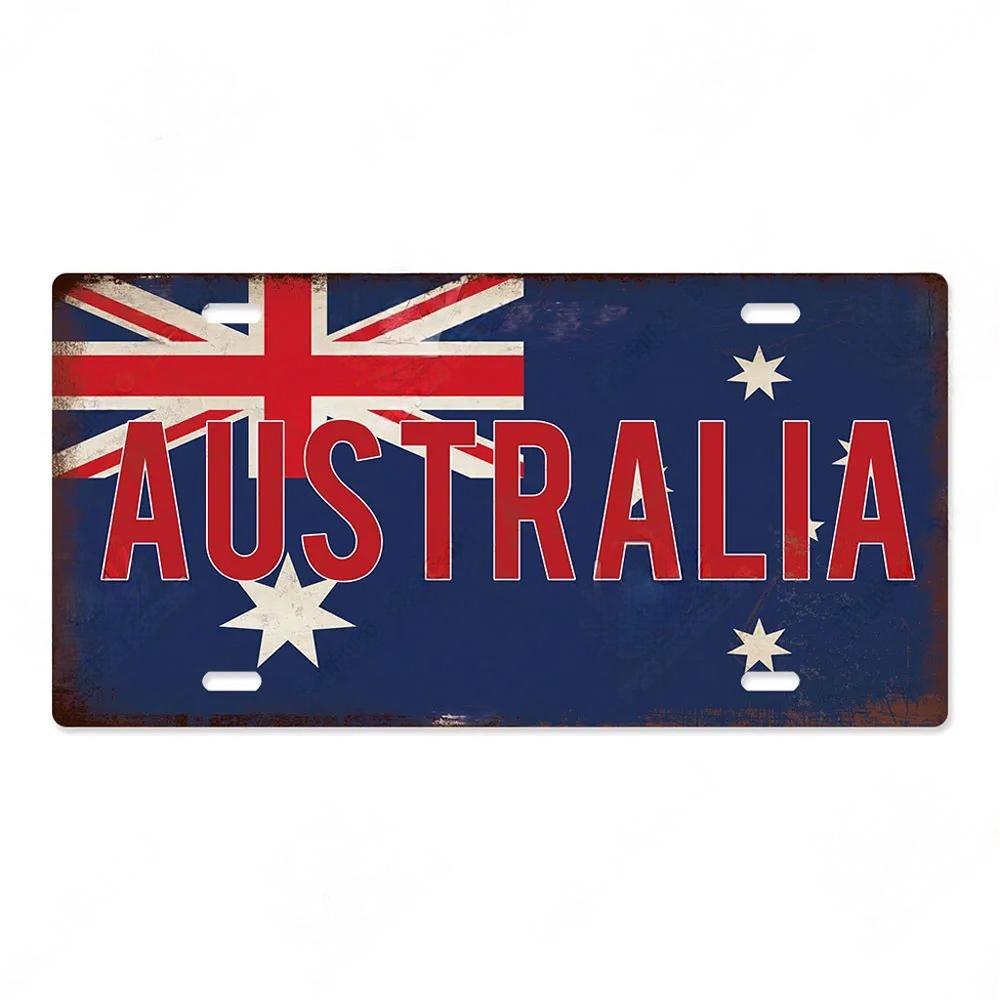 FJ Country National Flag Metal TinSigns Decor License Plate Plaque Metal Vintage Home Wall Decoration for Bar Pub Man Cave
