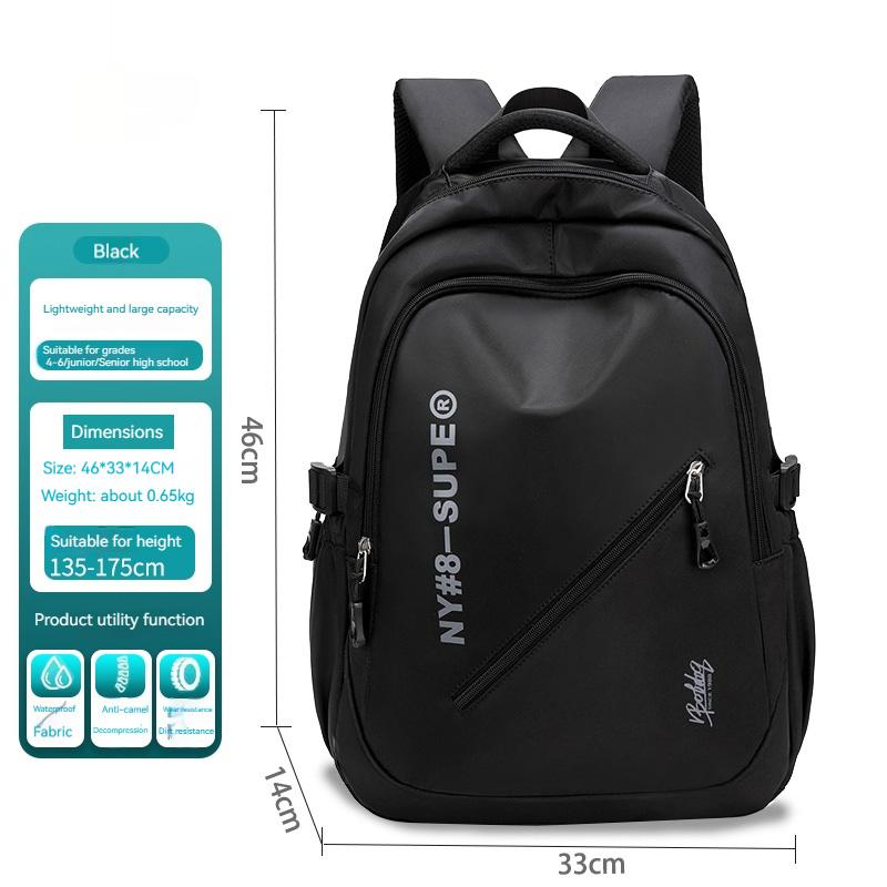 

Рюкзак великої місткості, легкий, простий, полотняний рюкзак, студентський шкільний рюкзак, нейлоновий студентський рюкзак на блискавці чорний