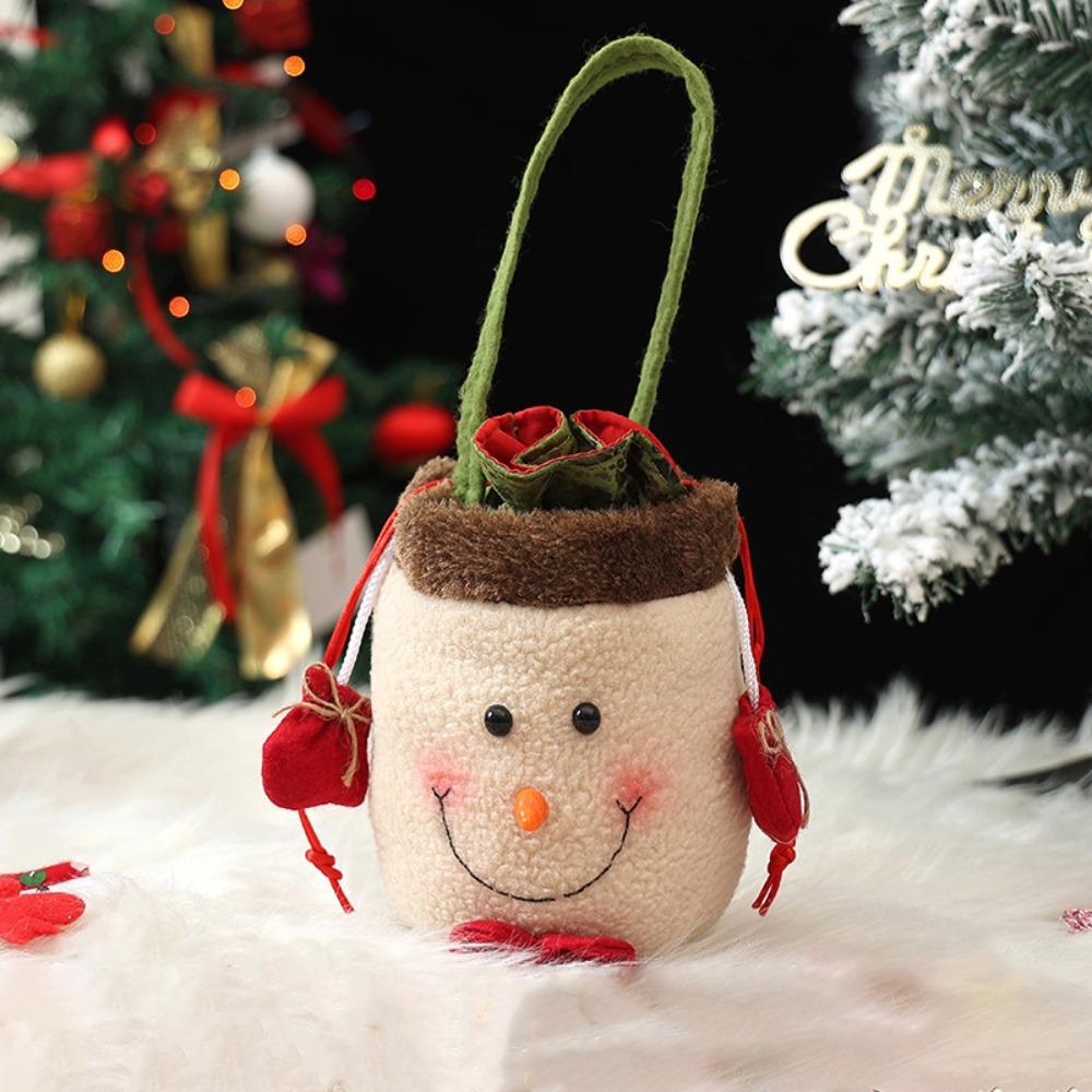 Cloth Christmas Candy Bag Plush Christmas Gift Drawstring Bags  Outdoor Christmas