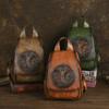 Vintage Totem Embossed Backpack Versatile Women Leather Bag Large Capacity Travel Backpacks