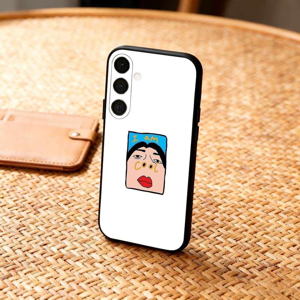1PC F-Funny E-Exaggerated Face Emotion Phone Case For Samsung  A73,72,71,A52,51,40,41,A22,A32,31,A13, Soft Black Shell
