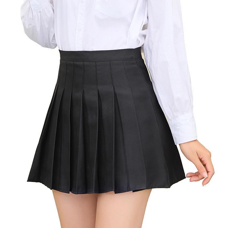 Pleated High-Waist A-Line Skirt for Women - Korean College Style, Fruit Green, Summer 2025