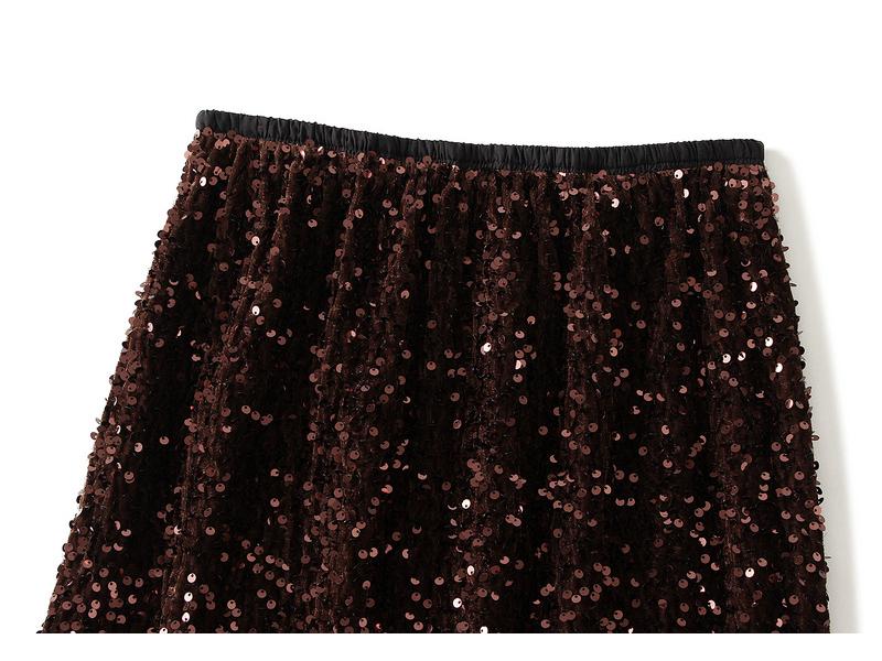 Autumn 2023 Women's Bodycon Sequin Midi Skirt with Back Slit (D8035)