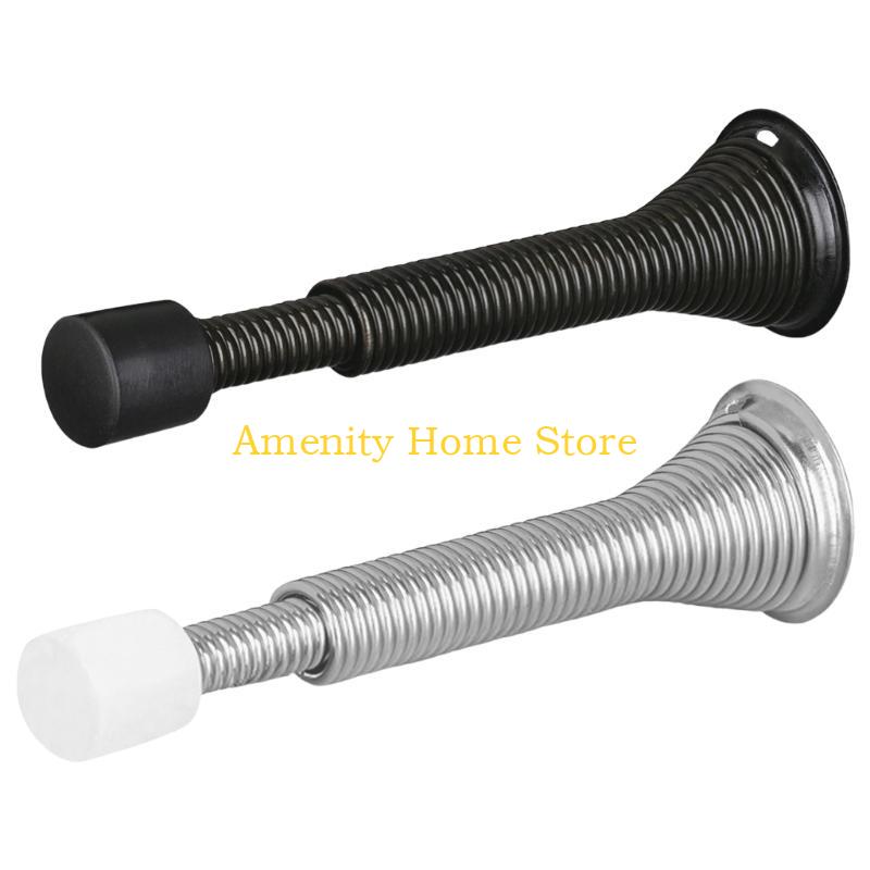 F26C Wall Mounted Spring Door Stop with Rubber Tip Wall Protects for Door Protections