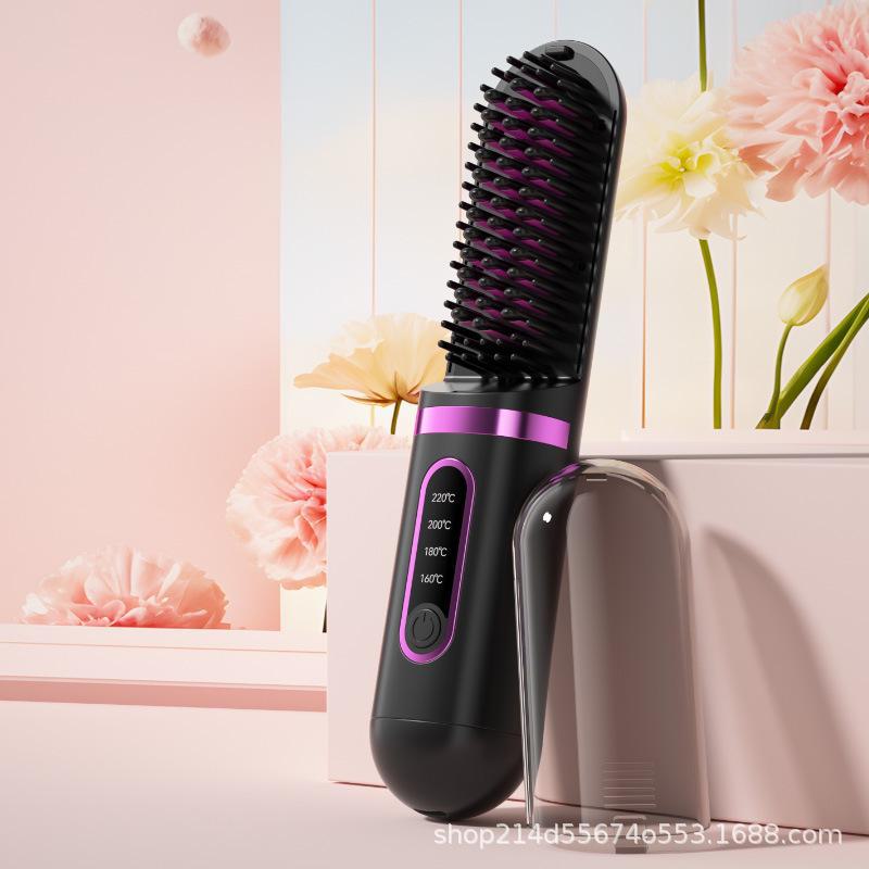 Portable Dual-Use Wireless Hair Straightener Comb with Ionic Technology