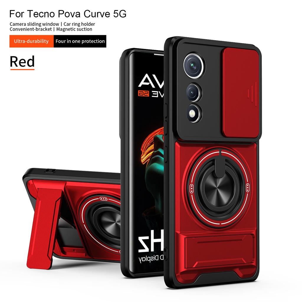 For Tecno Pova Curve Case Tecno Pova Curve 5G Cover Magsafe Magnetic Fold Holder Military Armor Camera Protection Cover