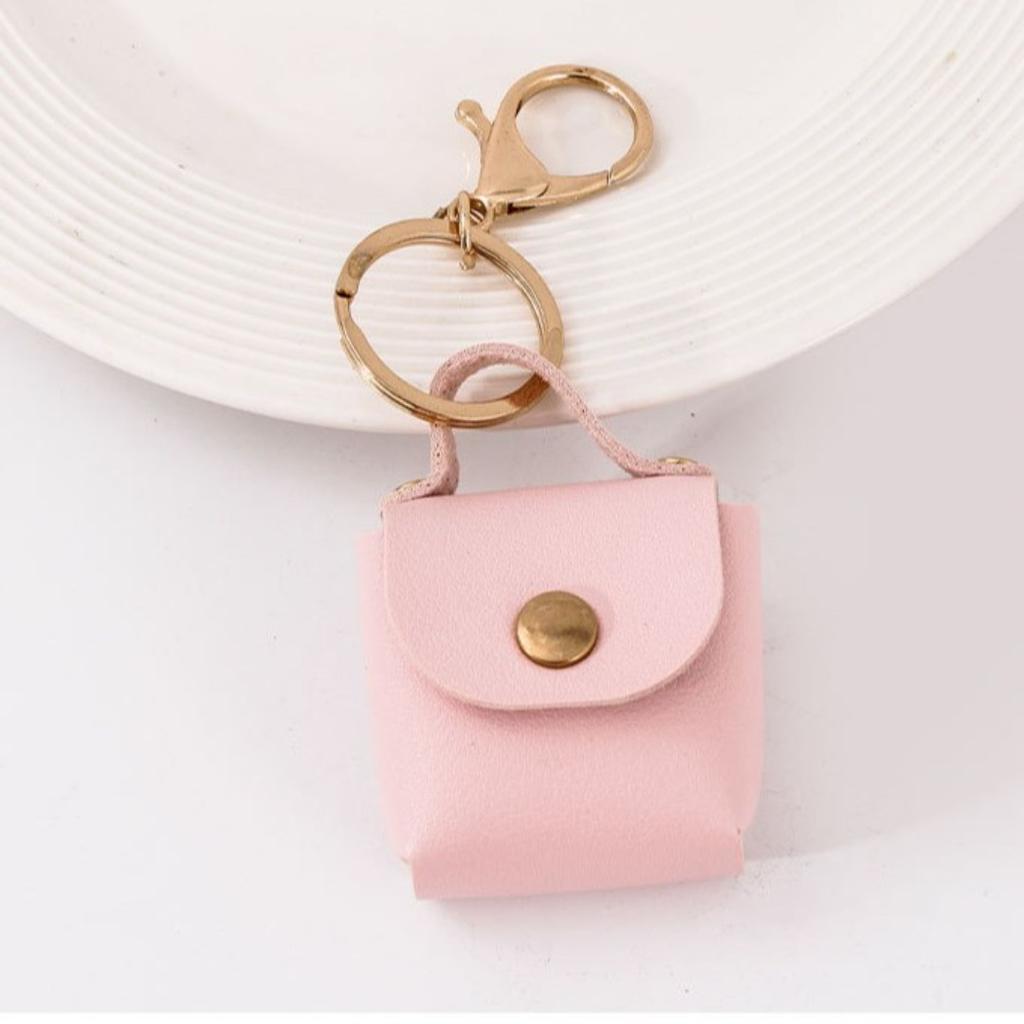 Amazon Change Bag Mini Small Storage Bag PU Leather Solid Color Square Bag Keychain Accessories Car Pendant