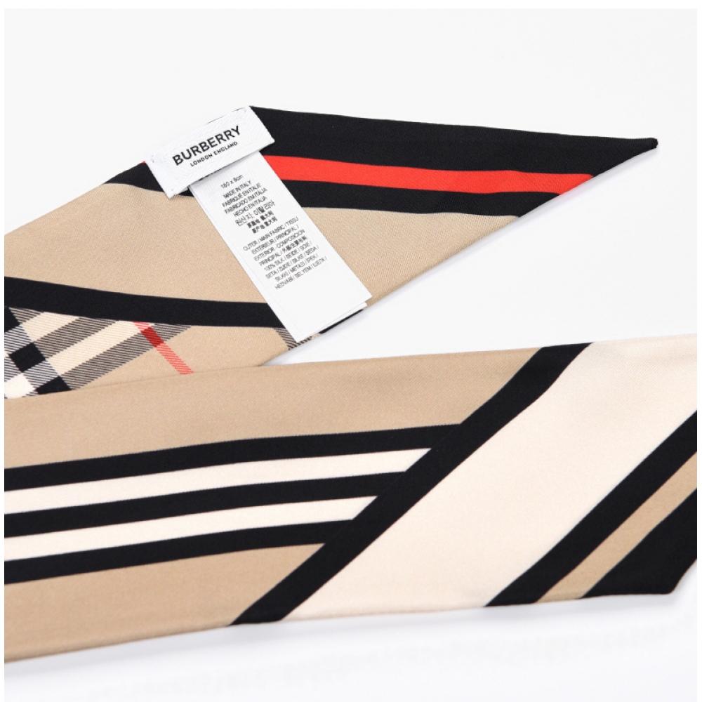 Burberry 8037017 A7026 Check Tb Monogram Icon Stripe Twily Silk Scarf