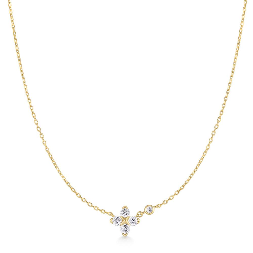 Ania Haie Gold Sparkling Lucky Clover 925 Silver Necklace N074-04G