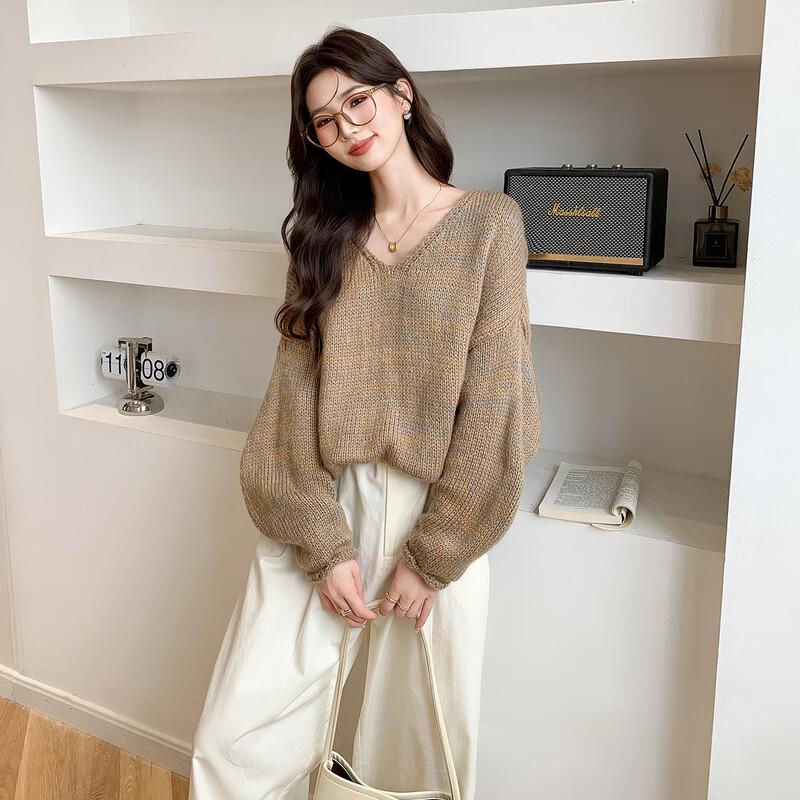 MOCANA Women's V-Neck Loose Knit Sweater