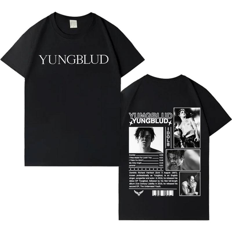 Singer Yungblud Album Print Tshrits Mens Casual Loose Pure Cotton High Quality T Shrit Aesthetic Crewneck Oversized Cozy Tshrit