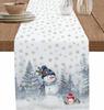 Christmas Snowman Snowflake Linen Table Runner Party Decor Winter Xmas Kitchen Dining Table Runner Christmas Decorations