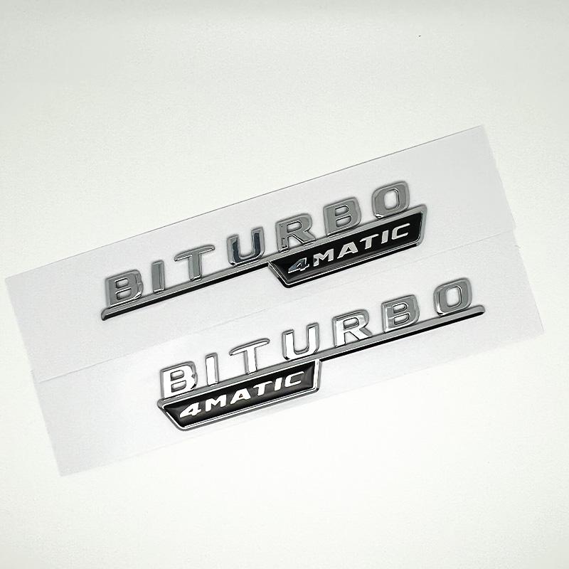 

3D ABS Glossy Black C43 Embelm Letters BITURBO 4MATIC Badge AMG Sticker For Mercedes Benz C43 W205 W206 AMG Accessories Silver BITURBO 2pc