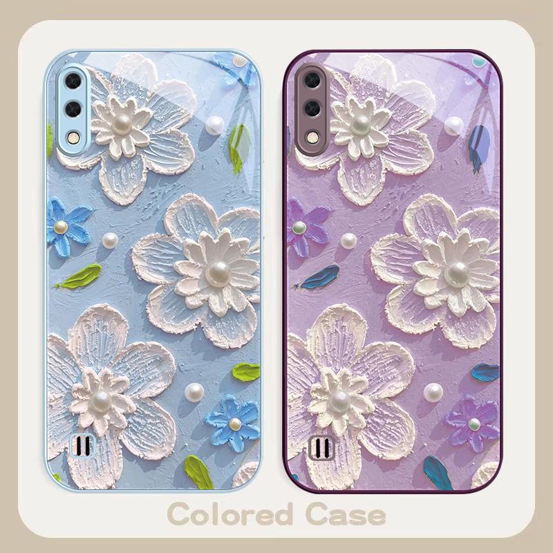 Creme-Reis weiße Blüten Für Samsung A01 02 A03 Core 04 05 A06 10 12 A13 14 5G 15 16 M02 12 Note 8 9 10 20 Glas Ultra Handyhülle