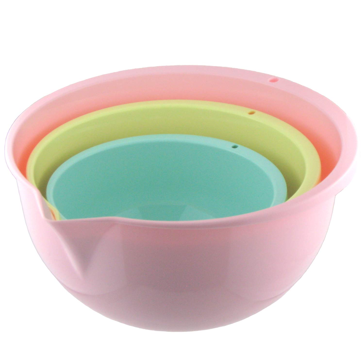 Nagao Ball Antibacterial Spouted Bowl with Measurement Made in Japan Heat-Resistant Set, 16cm, 20cm, 24cm, Multicolor, Markings,