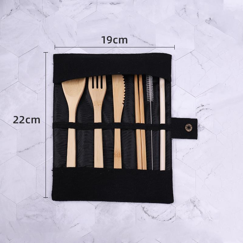 

6 шт. Наборы бамбуковой посуды, холщовая сумка, палочки для еды, ложка, бамбуковая посуда, сумка для хранения уличной посуды, набор столовых приборов