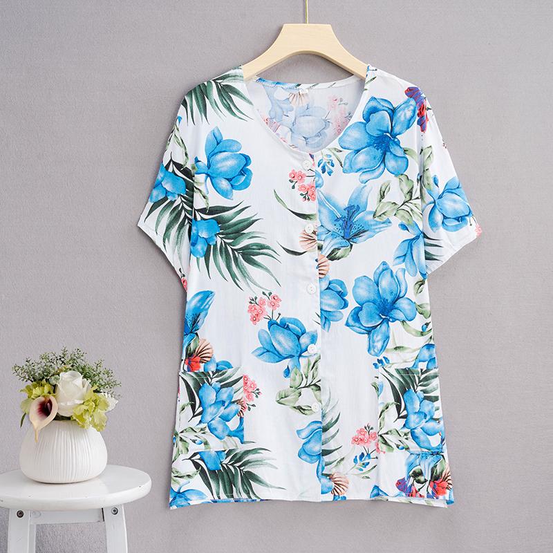 Summer Top Women Cardigan Thin Short Sleeve Plus Size Women's Blouse Summer Loose Vintage Clothes