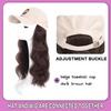 Elegant Women'S Black Baseball Cap With Adjustable Hat Wig - Long Straight Synthetic Hair, One Piece