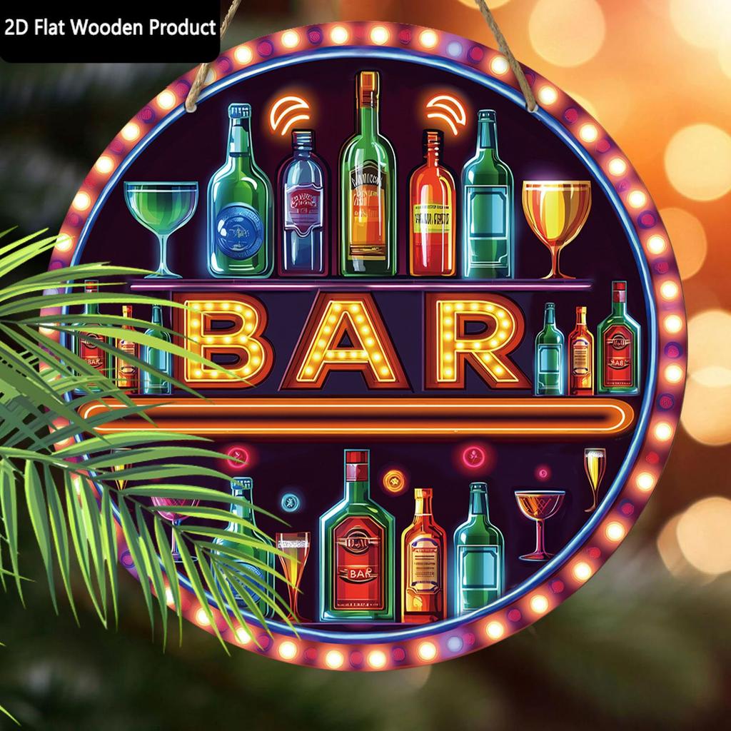 2D flat hanging decorative signs,interior wall or door decoration,garden decoration,the pattern is "BAR"sign,a housewarming gift for friends