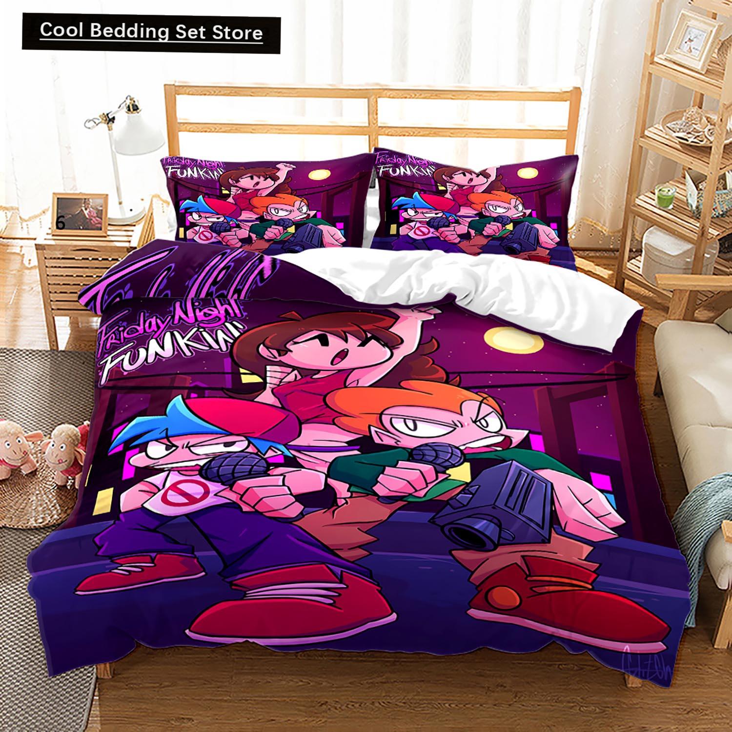 

Comforter 3D Friday Night Funkin Bedding Set Single Twin Full Queen King Size Friday Night Funkin Bed Set Children Kid Bedroom Comforter (quilt)-EU Single(135*200cm)3pcs
