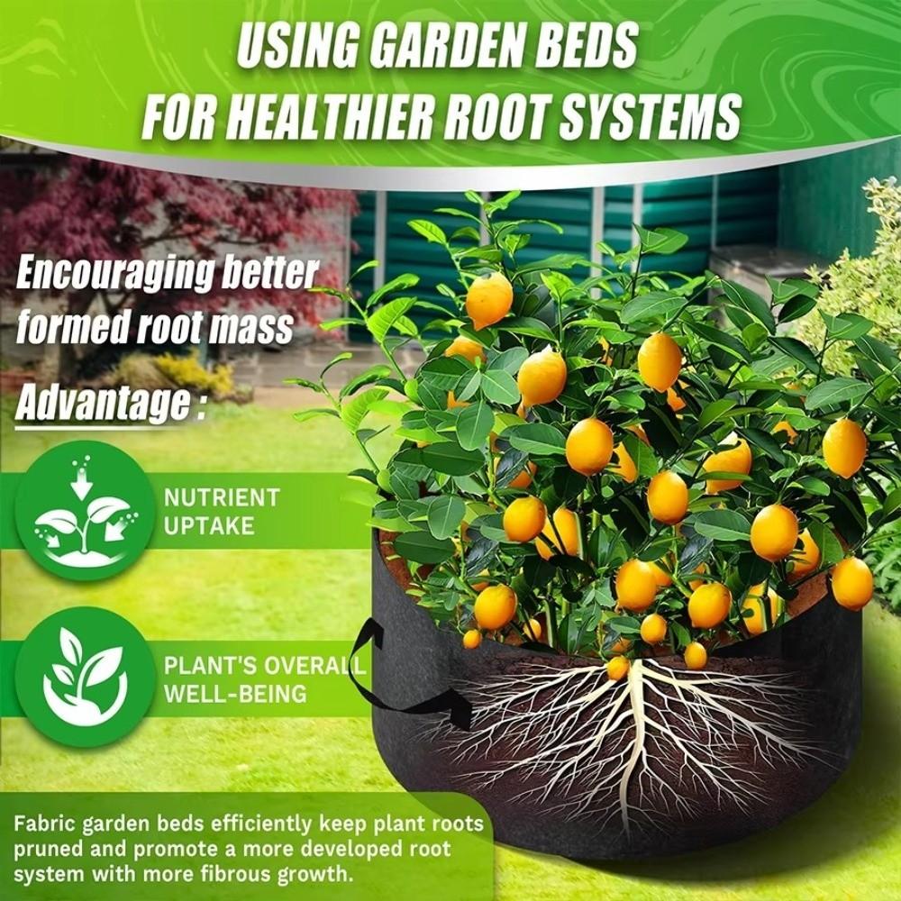 Felt Nonwoven Outdoor Garden Planter Round Flower Pot Garden Planting Bed