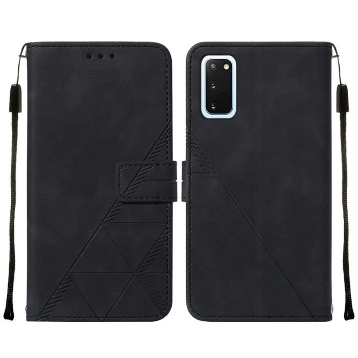 Verre trempé+Pour Samsung Galaxy S20 6.2",Housse PU Cuir Portefeuille étui à rabat Housse - noir