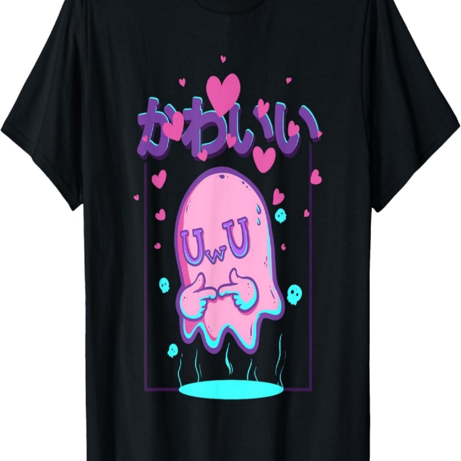 

Kawaii Uwu Ghost Anime Manga Otaku Halloween T-Shirt S чёрный