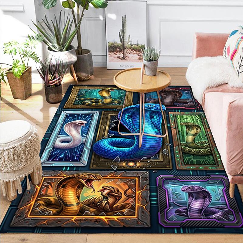 Snake Artworks Pattern Rug Floor Mat for Living Room or Bedroom Soft and Comfortable Carpet a Gift for Birthday and Holiday.