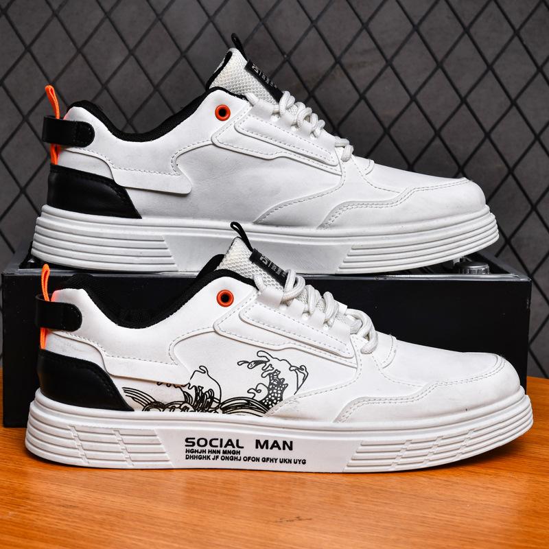 Autumn and Winter New Men's Shoes Breathable Casual Sports Board Shoes Fashionable, Light and Comfortable Versatile Sports Men's Shoes White Shoes