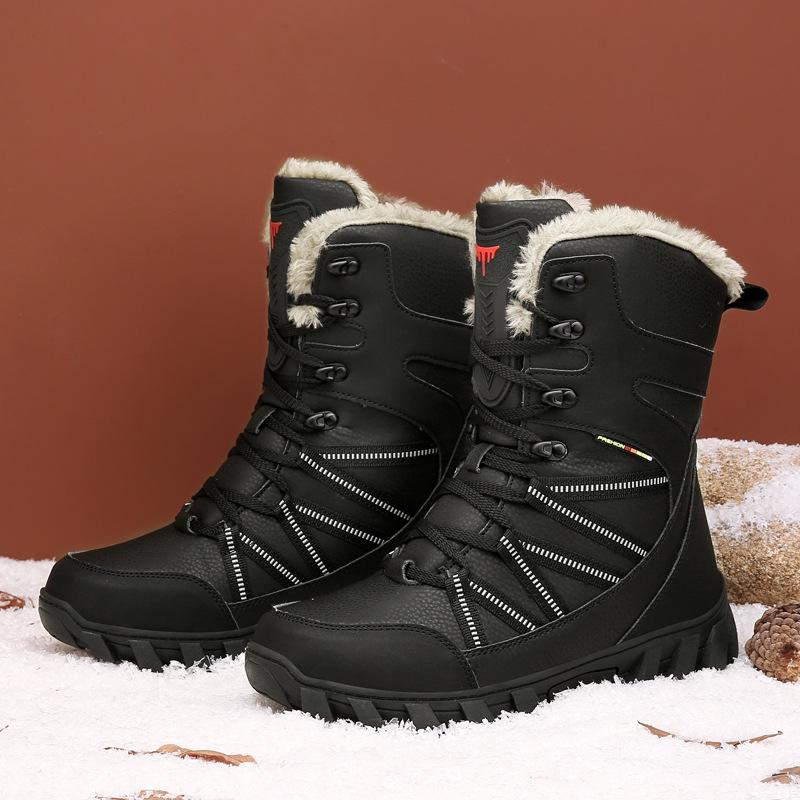 

2025 Men s Plus Size High-Top Winter Combat Boots - Warm & Velvet Lined for Outdoor Mountaineering 41 чорний