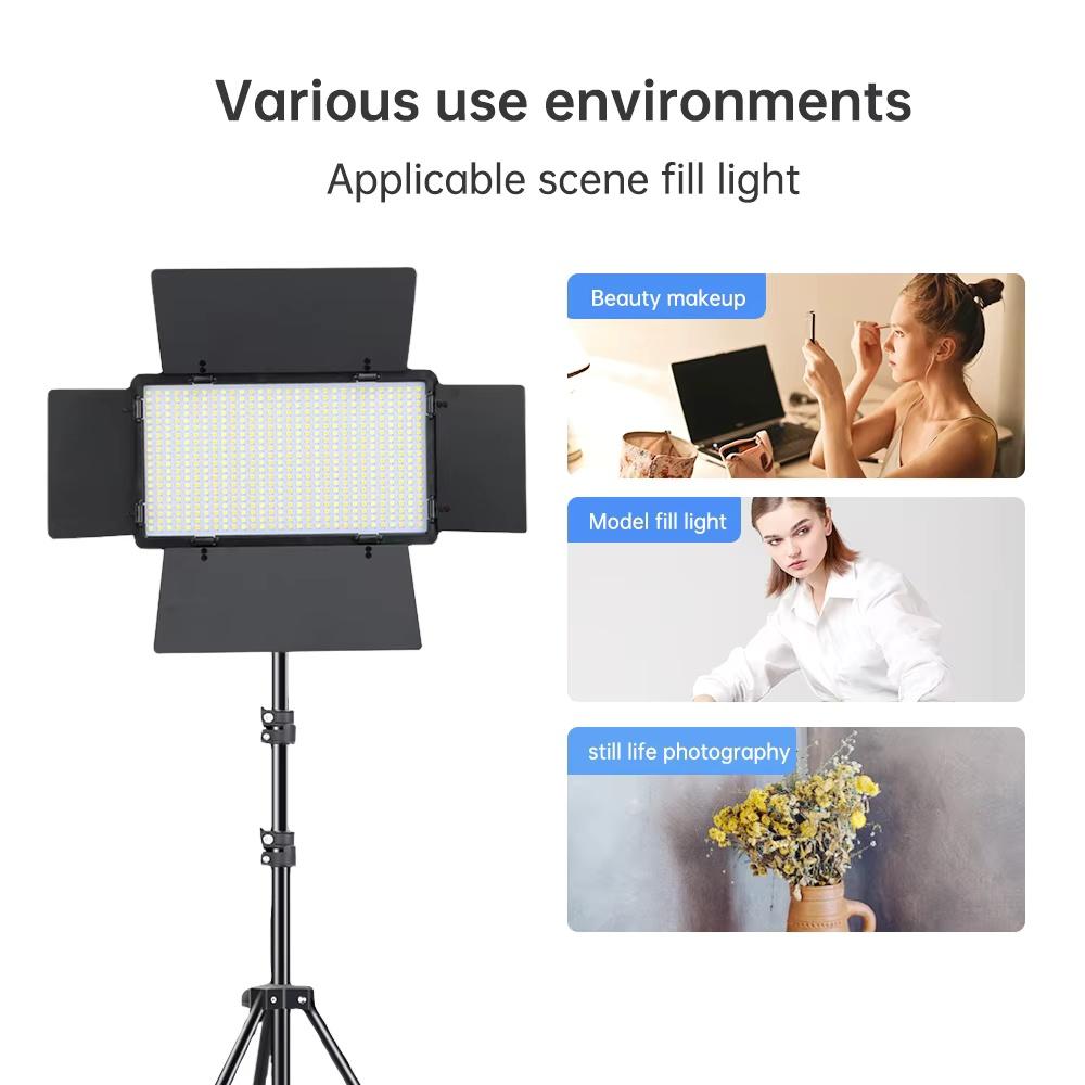 U600 U800+ LED Video Light Photo Studio Lamp Bi-Color 3200K-5600k Dimmable with Tripod Stand Remote for Video Recording Para